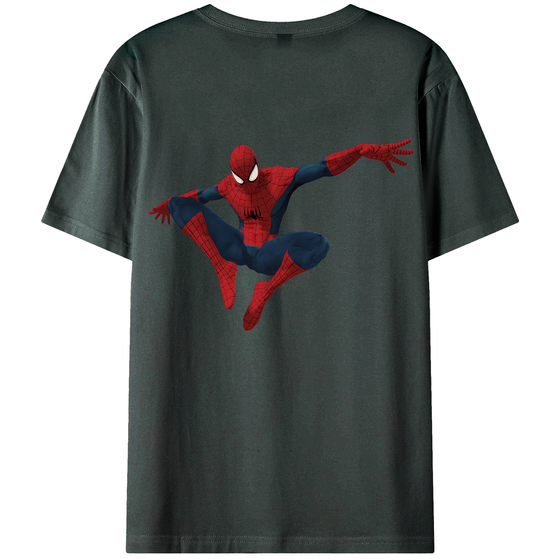 （画像用） Spider Man スパイダーマン 綿100％ メンズ半袖Tシャツ（バックプリント） 通気性